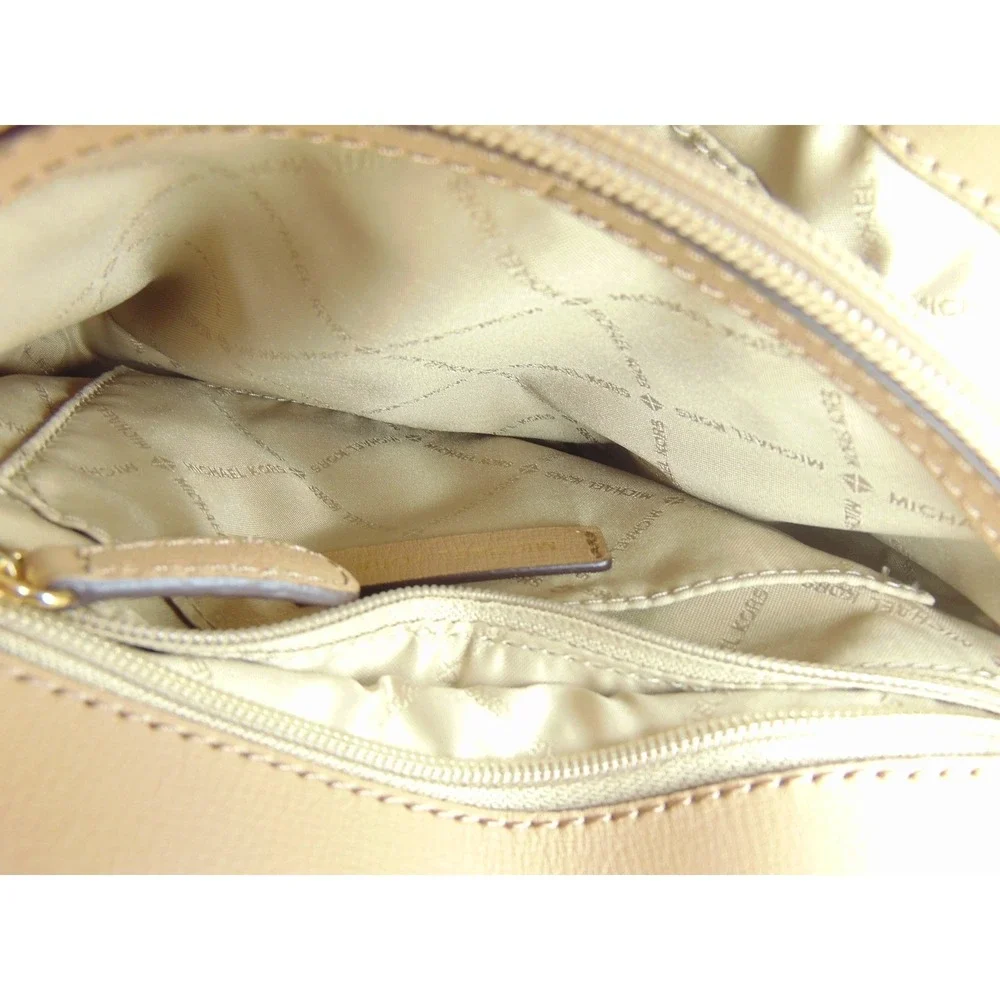 Michael Kors Handbag Jet Set Tan Leather Chain Strap Flap Turn Lock Shoulder Bag